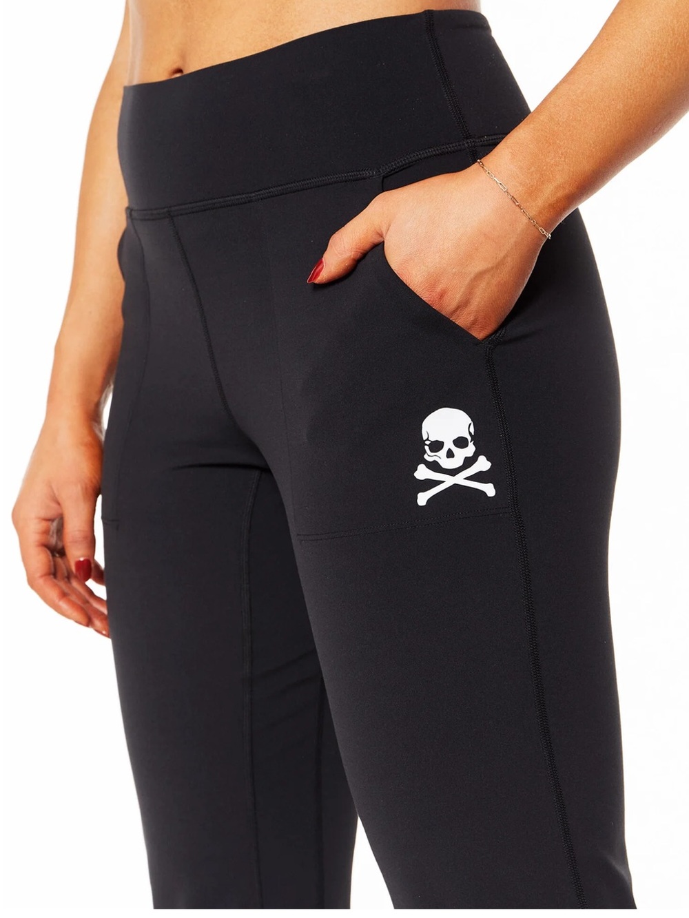 lululemon athletica Black Leggings with White Skull Pocket Graphic
